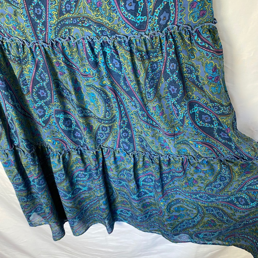 Chadwicks Paisley Tiered Maxi Skirt Size 12 Tall Blue Chiffon Boho Fairy‎ Gypsy - Picture 3 of 8